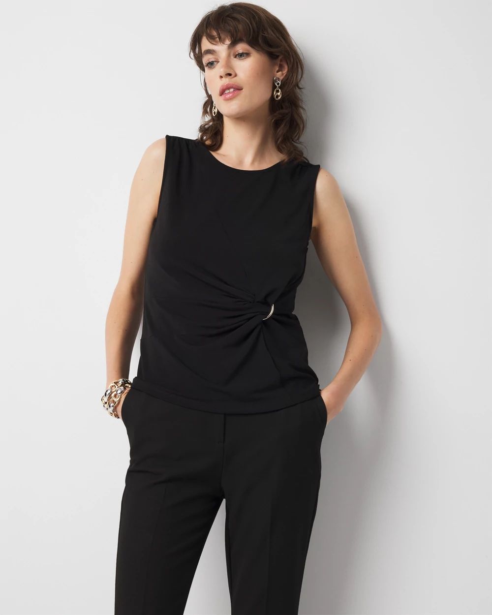 Ring Detail Ruched Tank | White House Black Market